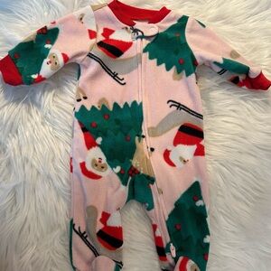 Carter's Pink and Green Santa Footie